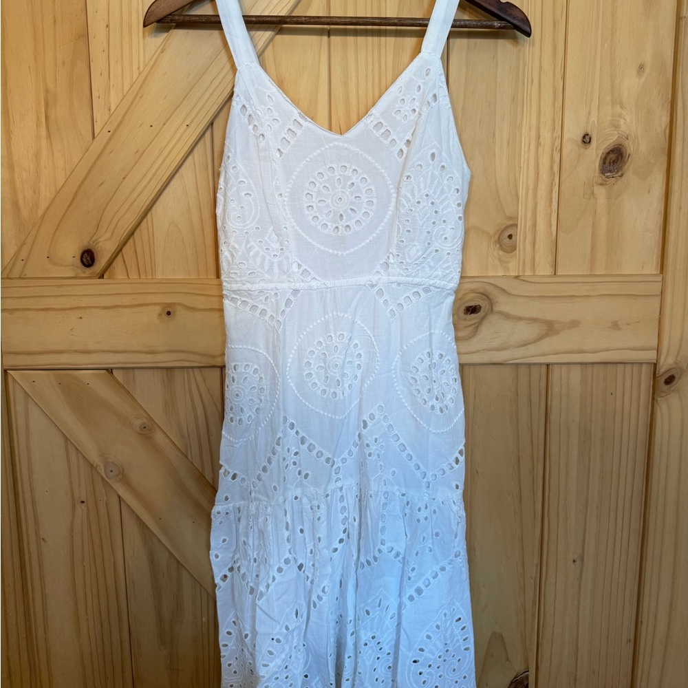 Japna White Eyelet Midi Dress